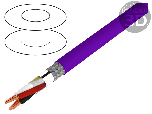 Leiding; 2x2x0,8mm; EiB/KNX,voor buiten; draad; Cu; FRNC; violet Leiding; 2x2x0,8mm; EiB/KNX,voor buiten; draad; Cu; FRNC; violet